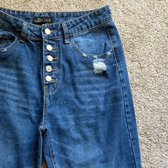 NWOT Distressed Five-Button Fly High-Rise Straight Leg Jeans - Picture 5 of 8